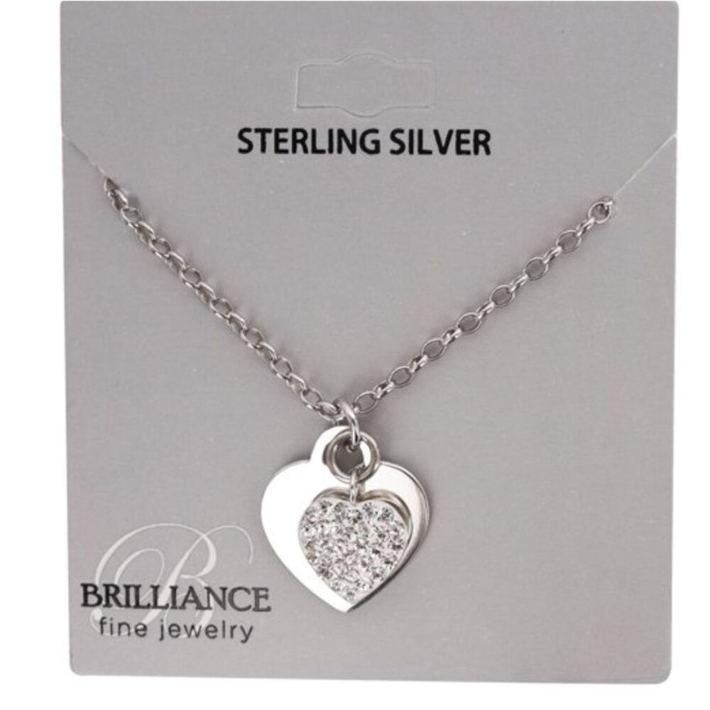 Brilliance Fine Jewelry Sterling Silver Heart Multi Color Stone Necklace Pendant